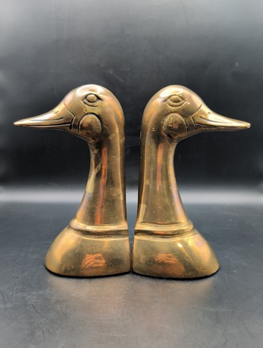 Brass duck head bookends - brass,