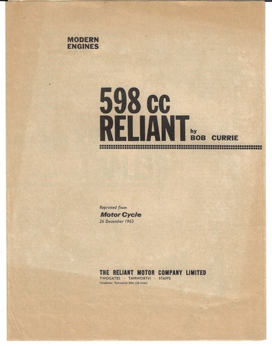 Reliant 600cc engine - reliant,