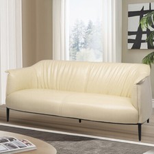 Lovely Pleated High Back Armchair PU Leather Wing Sofa Love Seat 3 Seater Couch