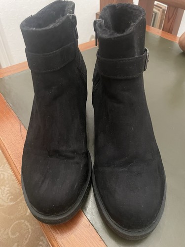 Black fur lined ankle - black, boots