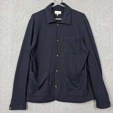 Moss Jacket Mens L Navy Overshirt Shacket Button Up Wool Oi Polloi Chore Wool