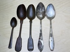 WW1 WW2 Lot of 5 Military Spoons – Brass & Copper Alloy Battlefield Relics