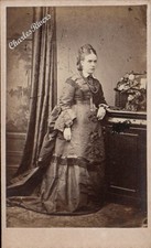 TORQUAY CDV LADY CRINOLINE DRESS LARGE BUSTLE VICTORIAN FASHION #B8861