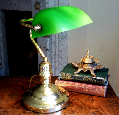 Brass table desk bankers - table,