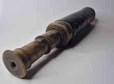Antique Military Naval Brass & Leather Telescope