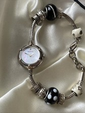 Accurist Ladies Silver Plated Charmed Watch Mother If Pearl Dial