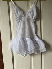 Ann Summers White With Ruffle Trim Bodysuit Size Large NWOT