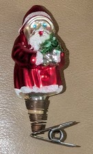 Vintage Glass Mica Santa Clip On Figurine Christmas Ornament Germany
