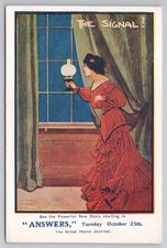 Advertising Postcard ANSWERS Magazine The Signal Edwardian Lady A. Morrow art