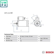 STARTER 0 986 018 200 FOR VW
