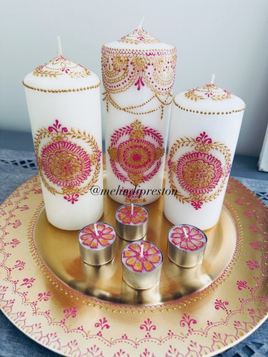 Personalised henna candle - , gift