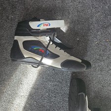 Adult Black/white Karting /Race/Rally/Track Boots with Synthetic Leather/Suede