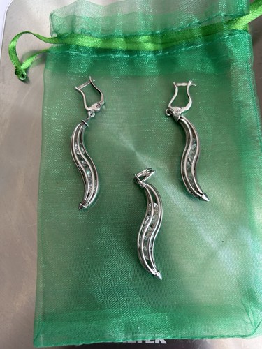 Silver set earrings and - silver,