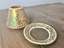 Gold Mosaic Candle Holder And Plate Set Small