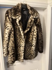 Gorgeous Julian Macdonald Leopard Print FauxFur Coat Size 14 Excellent Condition