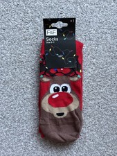 christmas reindeer socks one