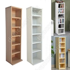 6 Tier Wooden CD DVD Game Book Shelf Storage Tower Rack Shelf Unit Fits 102 CDs