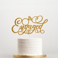 Engaged Cake Topper, Engagement Cake topper, Hen Party Cake Topper Glitter Decor