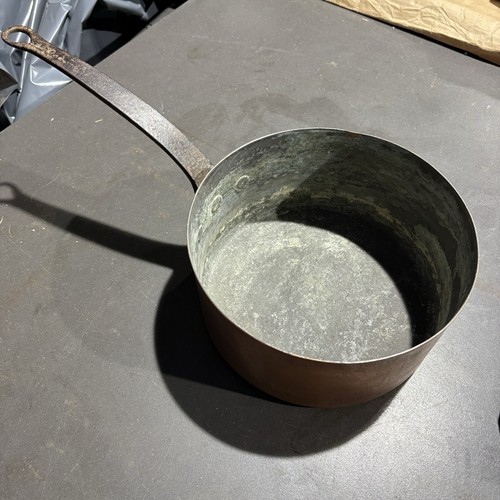 Antique copper pan pot - copper, wrought