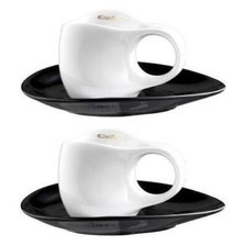 Luigi Colani Porcelain Ab Ovo Black & White Espresso Cups Set of 4 0.04