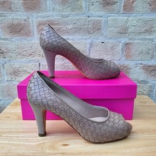 Jaime Mascaro Peep Toe Shoes UK 5 EU 38 Grey Leather Weave High Heels
