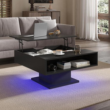 Lift Top Coffee Table with Large Storage Square Led Center Table for Living Room
