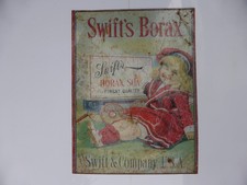 VINTAGE SWIFTS BORAX TIN PLATE ADVERTISING SIGN