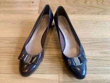 Salvatore Ferragamo Ladies Mid Height Heel Leather Shoes Dark Brown Sz 10 EUR41