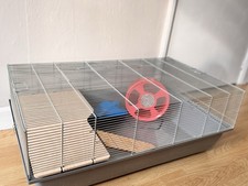 Large Pet Cage with Wheel & Platform, Ideal for Hamsters, Gerbils, or Mice