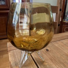 Vintage Amber Glass Brandy Snifter Vase