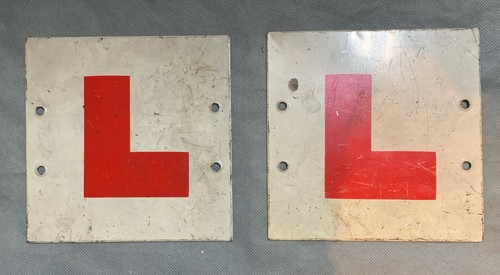 Vintage metal learner plates - l,