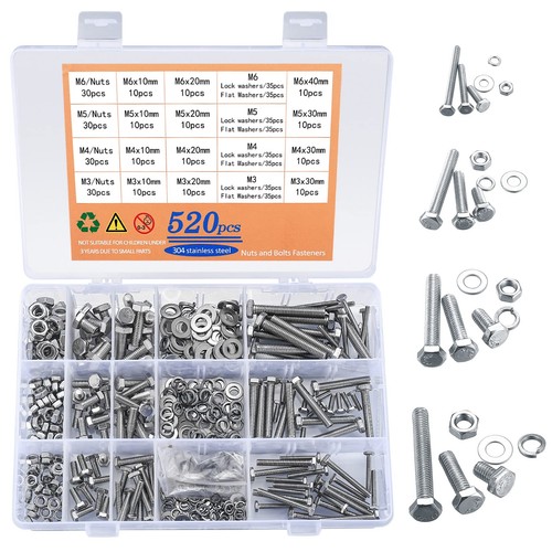520 pcs hex bolts nuts - hex, and