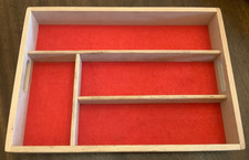 Vintage Habitat Wooden Cutlery Tray Drawer Insert Tidy Red Felt Lining 34x24cm