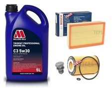 BOSCH SERVICE KIT FOR AUDI A3 2.0 TDI SPORT 5L MILLERS 5W30 BOSCH AIR OIL FILTR