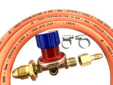 LPG Cylinder Propane Gas Adjustable Regulator 0.5-4 bar - Nozzle and 2 mtr Hose