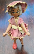 VINTAGE POLISH JOINTED WOODEN DOLL ONE FOOT MISSING. FROM POLAND.