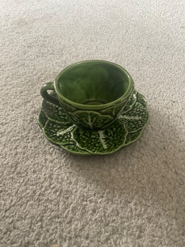 Vintage green leaf majolica - green,