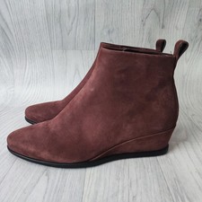 ECCO SHAPE 45 WEDGE SUEDE LEATHER ZIPPER ANKLE BOOTS CHOCOLATE BROWN UK 3.5 - 4