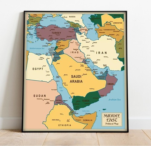Middle east political - political, map