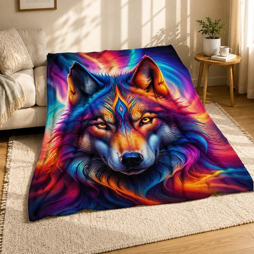 Psychedelic rainbow wolf - psychedelic,
