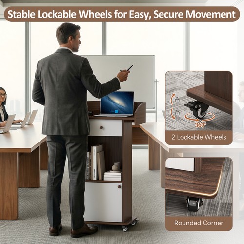 Podium stand with metal wheels - podium,