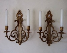 Vintage French Gilt Louis XVI Candle Sconce Pair