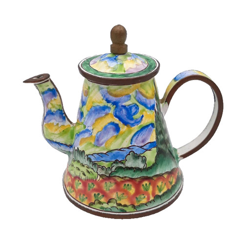 Vtg miniature enamel teapot - miniature,