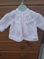 BN hand-knitted matinee baby pink 3-6 months DK13