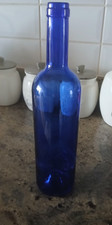 Fancy Blue Glass Wine Bottle Cork Top Home Brew Craft Wedding Decor Upcycle