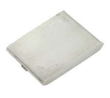 Sterling Silver Engine Turned Vesta Case Antique 1937 Birmingham Art Deco