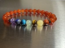NATURAL CARNELIAN 7 CHAKRA ENERGY HEALING STONE BRACELET