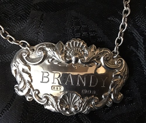 Solid silver decanter label - decanter,