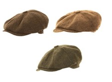 MENS HERRINGBONE NEWSBOY CAP 8 PANEL GATSBY BAKER BOY PEAKY BLINDER FLAT HAT