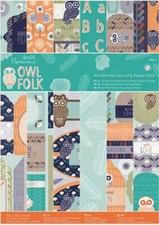 Docrafts Papermania OWL FOLK ~ A4 Ultimate Die-Cut & Paper Pack (48pk)